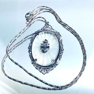 Pre War .925 Camphor Glass USN Pendant